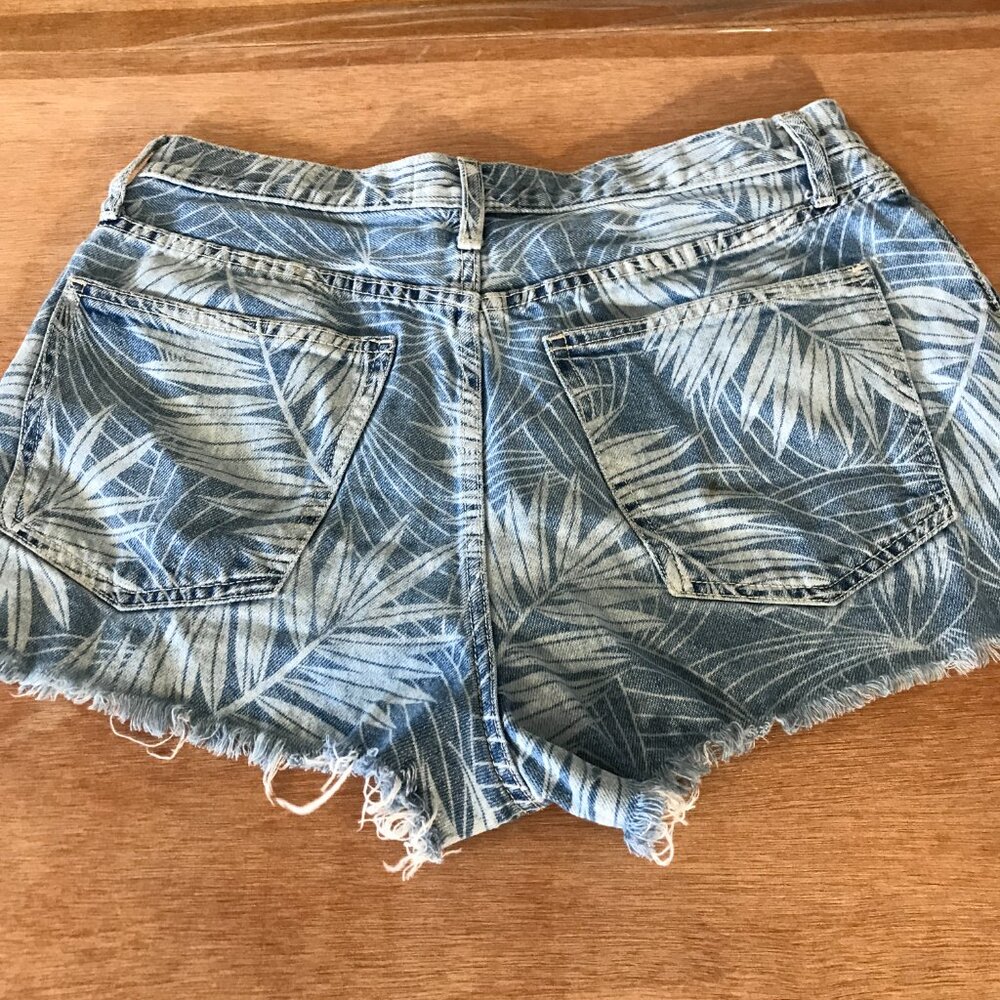 Current/Elliott Cut Off Shorts Women 30 Blue Floral High Rise Button Fly Boho - Picture 2 of 11